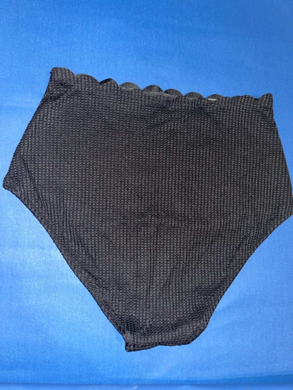 aerie Black Scallop-Trim Triangle Bikini Top and Bottom - Picture 6 of 9